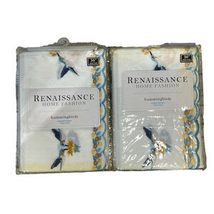 Set of 2 Renaissance Home Fashion Hummingbirds Embroidered Tiered Pair Curtains